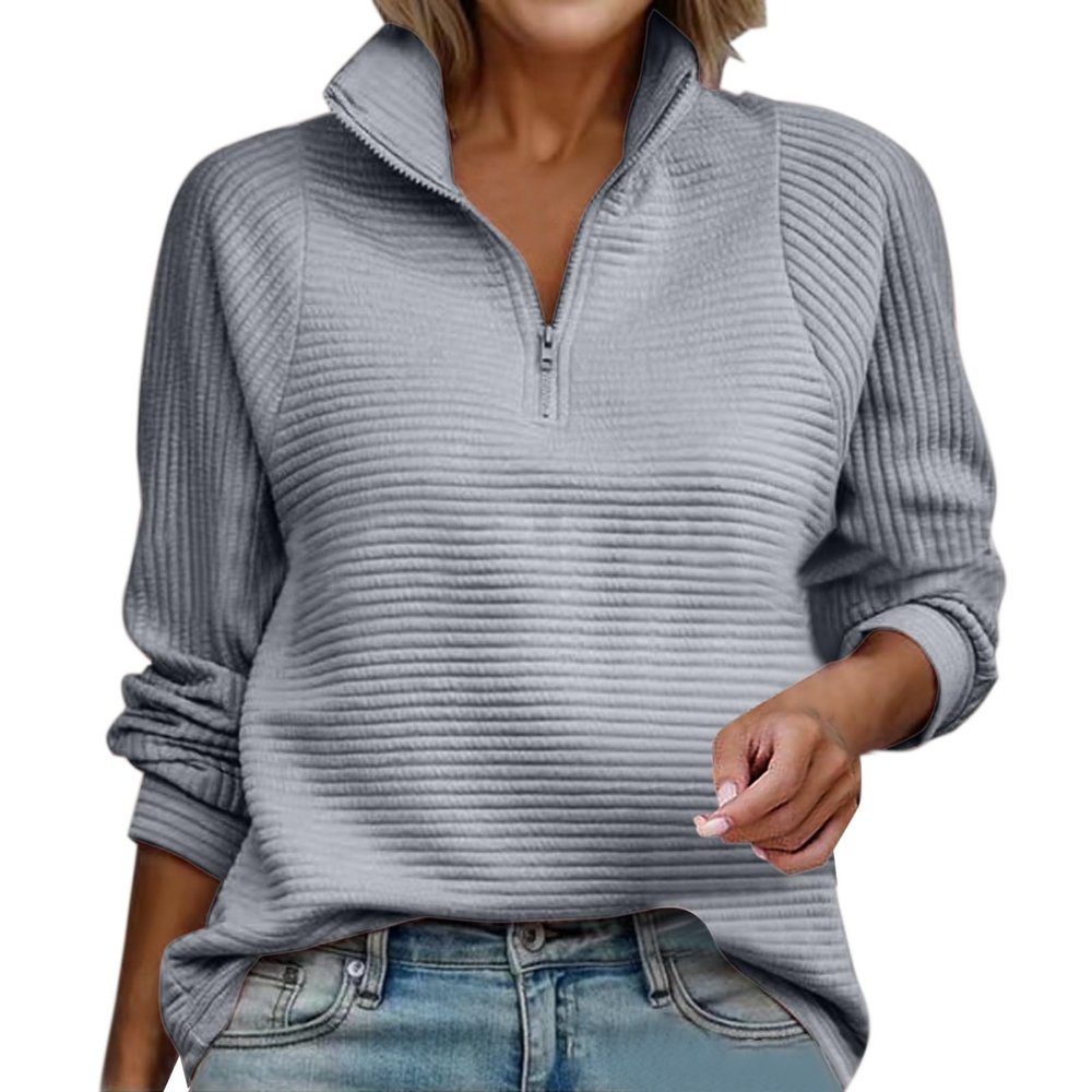 Casual Sweatshirt for Women Half Zip Pit Stripe Long Sleeve Pullover Tops Trendy Thermal Loose Fall Winter Tunic Tops