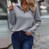 Casual Sweatshirt for Women Half Zip Pit Stripe Long Sleeve Pullover Tops Trendy Thermal Loose Fall Winter Tunic Tops view 2