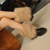 jiahesuw Women's Furry Plush Leg Warmers Fuzzy Boot Cuffs Covers Short Footless Socks for Winter Fashion and Costume Parties view 3
