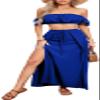 Casual Two Piece Swimsuit Dress for Women Party See Through Sexy Off Shoulder Tube Top Long Split Skirt Beach Cover Ups(Medium) Royal Blue view 1