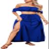 Casual Two Piece Swimsuit Dress for Women Party See Through Sexy Off Shoulder Tube Top Long Split Skirt Beach Cover Ups(Medium) Royal Blue view 3