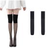Women's Thigh High Stockings Sexy Elastic Silk Semi Sheer Pantyhose Trendy Thin Breathable Support Knee Tights(Black,One Size) view 2