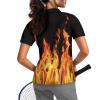 WELLFLYHOM Fire Flame Golf Shirts for Women Dry Fit Collared Tennis Tops Graphic Short Sleeve T-Shirt Quarter Zipper Pullover Workout Top Athletic Golf Outfits Summer Clothes XS view 2