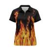 WELLFLYHOM Fire Flame Golf Shirts for Women Dry Fit Collared Tennis Tops Graphic Short Sleeve T-Shirt Quarter Zipper Pullover Workout Top Athletic Golf Outfits Summer Clothes XS view 3