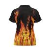 WELLFLYHOM Fire Flame Golf Shirts for Women Dry Fit Collared Tennis Tops Graphic Short Sleeve T-Shirt Quarter Zipper Pullover Workout Top Athletic Golf Outfits Summer Clothes XS view 4
