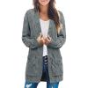 Cable Knit Cardigan Sweaters for Women Long Sleeve Lightweight Chunky Sweaters Comfy Casual Open Front Cardigans Sweater Soft Cotton Oversized Long Cardigan Jackets with Pockets Spring Outwear Fashion view 2
