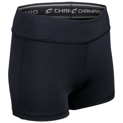 CHAMPRO Match Compression Volleyball Shorts, 3" Inseam, Girls' Medium, Navy
