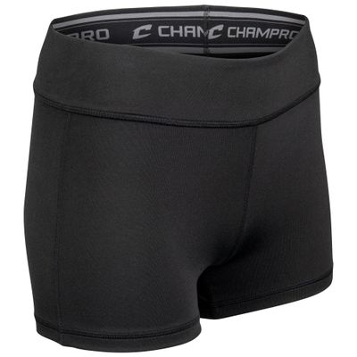 CHAMPRO Match Compression Volleyball Shorts, 3" Inseam, Women's Medium, Black