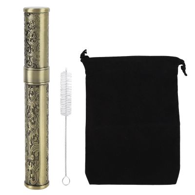 Metal Storage Tube Container, Portable Survival Container Zinc Alloy Storage Tube Embossed Seal Bottle Holder Case Travel Preserve Container for Outdoor Camping Travel