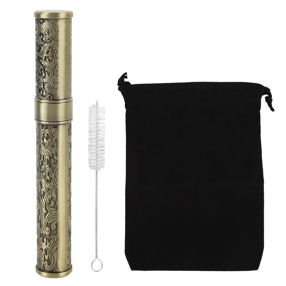 Metal Storage Tube Container, Portable Survival Container Zinc Alloy Storage Tube Embossed Seal Bottle Holder Case Travel Preserve Container for Outdoor Camping Travel