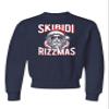 Go All Out Large Navy Blue Youth Skibidi Rizzmas Cool Santa Funny Christmas Crewneck Sweatshirt view 1