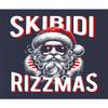 Go All Out Large Navy Blue Youth Skibidi Rizzmas Cool Santa Funny Christmas Crewneck Sweatshirt view 2