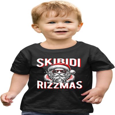 5T Black Toddler Skibidi Rizzmas Cool Santa Funny Christmas Toddler T-Shirt