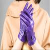 LeJulyeekay Womens Real Lambskin Leather Warm Fleece Lined Driving Gloves Winter Gloves (0-Purple) view 3