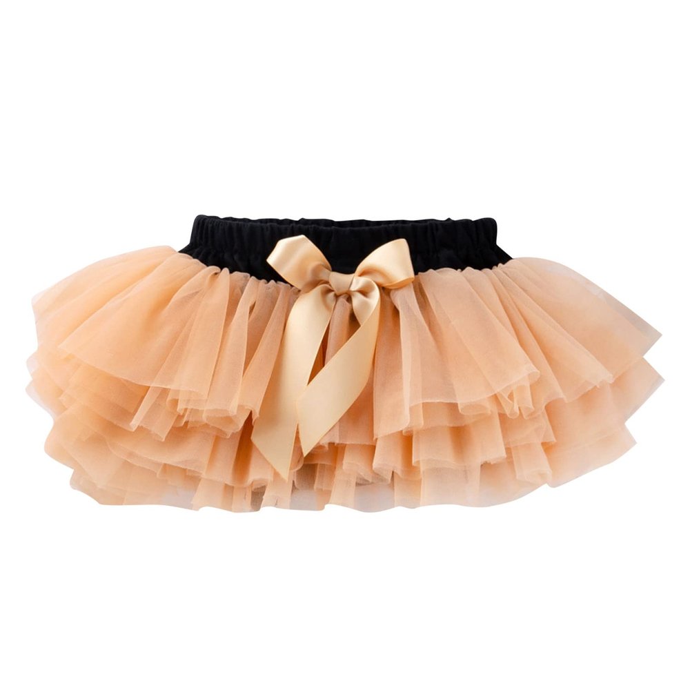 Baby Girls Tulle Skirts Birthday Ballet Dance Layered Kids Princess Tutu Skirt Thanksgiving Toddler (Beige, 3-6 Months)