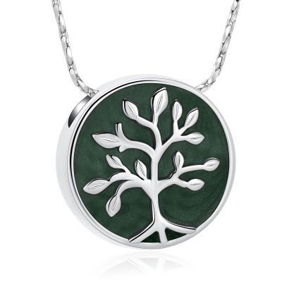 AIWENXI Circle Urns Necklaces for Ashes for Men Women Tree of Life Cremation Memorial Mini Urns Pendant Jewelry Stainless Steel Keepsakes Ashes Necklaces