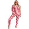 Jhaoyu Women's Christmas Costume Red White Candy Cane Dance Jumpsuit Unitard Stage Performance Costume Red 3X-Large view 3