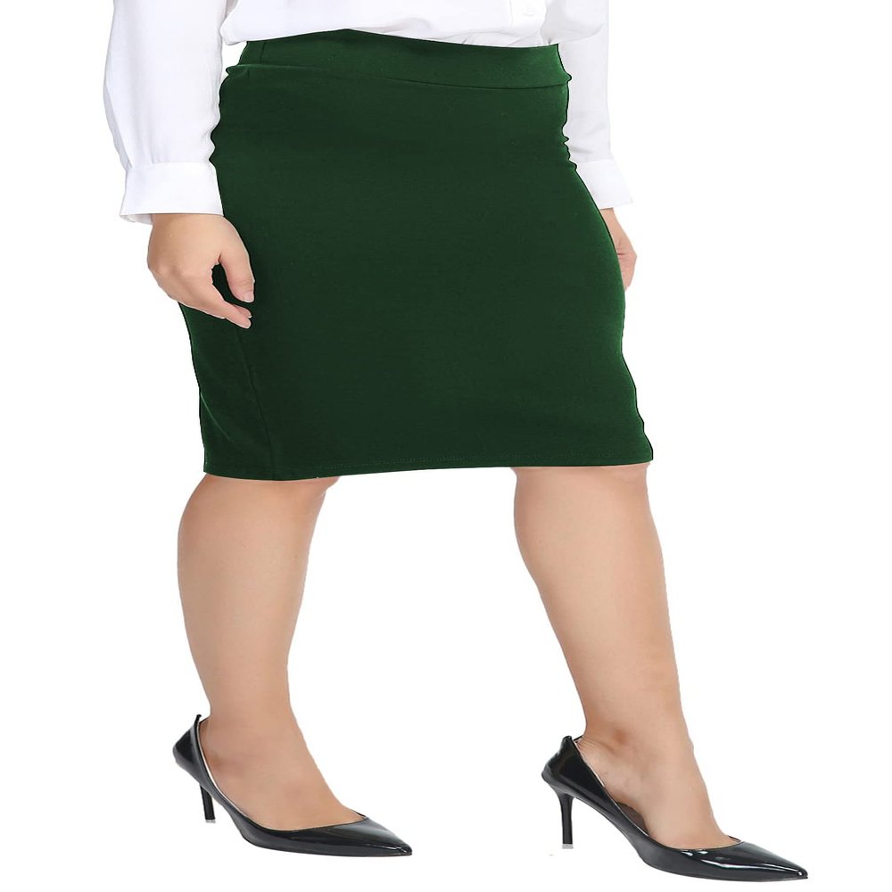 Urban CoCo Women's Elastic Waist Stretch Bodycon Midi Pencil Skirt (XS, Backish Green)
