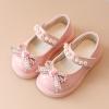 Girls Platform Mary Jane Leather Shoes Baby Kids Bow Pearl Chain Dress Chunky Shoes School Uniform Oxfor Prom Shoes (Pink, 8 Toddler) view 4