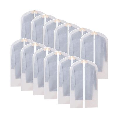 12pcs Hanging Garment Bags Lightweight Clear Clothes Full Zipper Suit Bag For Closet Storage