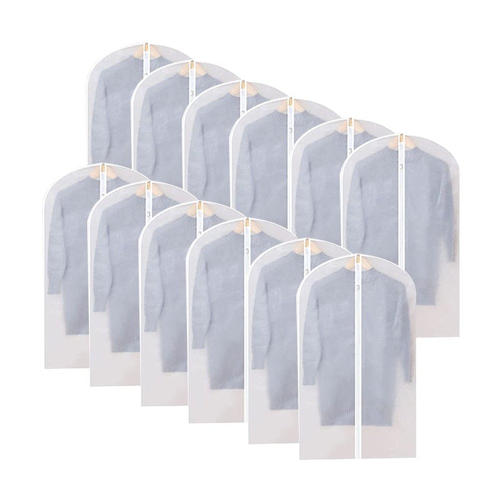 12pcs Hanging Garment Bags Lightweight Clear Clothes Full Zipper Suit Bag For Closet Storage