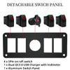 4 Gang Boat Rocker Switch Panel with USB Socket LED Voltmeter, 12V-24V DC Marine Waterproof Toggle Switch Aluminum Panel with Dual QC3.0 USB Charger and Night Glow Stickers for Car Truck RV (Red) view 4