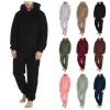 Thatrich Mens Fleece Jumpsuit Thermal Sherpa Underwear Winter Warm Pajamas Hooded Zipper Pajama Sets Lounge Pjs Plush Fuzzy Black view 1