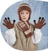Kids Winter Warm Beanie Hat Scarf Gloves Set for Girls Boys Striped Knitted Plush Velvet Ear Protection Cap view 2