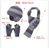 Kids Winter Warm Beanie Hat Scarf Gloves Set for Girls Boys Striped Knitted Plush Velvet Ear Protection Cap view 4