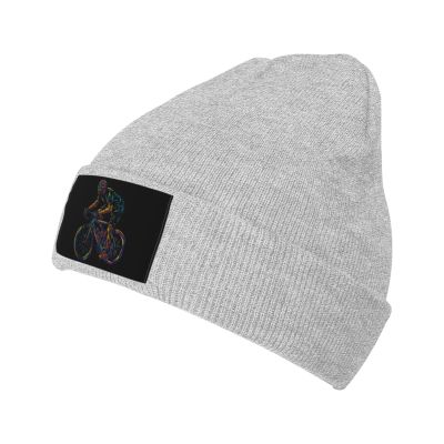 Man on a Bicycle Beanies Hats Men Women Cuffed Knit Hat Winter Warm Beanie Skull Cap Gray