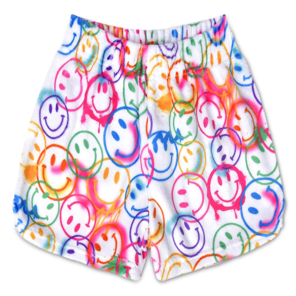 iscream Big Girls Bold Boho Silky Soft Plush Shorts - Smiles Everywhere, Large (14)