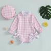 Socutebabe Baby Girl Swimsuit Baby Girls Long Sleeve One Piece Swimsuit Romper with Hat Bathing Suit Beach Rash Guard (aa-r-Pink, 12-18 Months) view 2