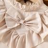 Cute Sweat Pants for Teen Girls Girls Fall New Long Sleeve Bow Lace Shirt Plaid Skirt Two Set Little (White, 1-2 Years) view 3