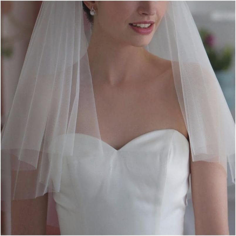 Rieort Bridal Veil Bridal Tulle Two Layers Bridal Veil Polyester Head Veil with Comb Veils Shoulder Veil for Wedding Party Bridal Tulle Veil Breathable