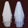 Rieort Bridal Veil Bridal Tulle Two Layers Bridal Veil Polyester Head Veil with Comb Veils Shoulder Veil for Wedding Party Bridal Tulle Veil Breathable view 2