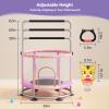 60" Trampoline for Kids, Anti-Rollover Round Bottom Baby Toddler Trampoline with Basketball Hoop, Indoor/Outdoor Kid MiniTrampoline with Enclosure Net, Children's Gift for Halloween, Christmas view 2