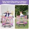 60" Trampoline for Kids, Anti-Rollover Round Bottom Baby Toddler Trampoline with Basketball Hoop, Indoor/Outdoor Kid MiniTrampoline with Enclosure Net, Children's Gift for Halloween, Christmas view 4