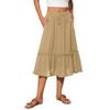 Witsmile Womens Skirts Midi Length with Pockets Flowy Skirts for Women Trendy Summer Beach Cover-Ups(Khaki,M) view 1
