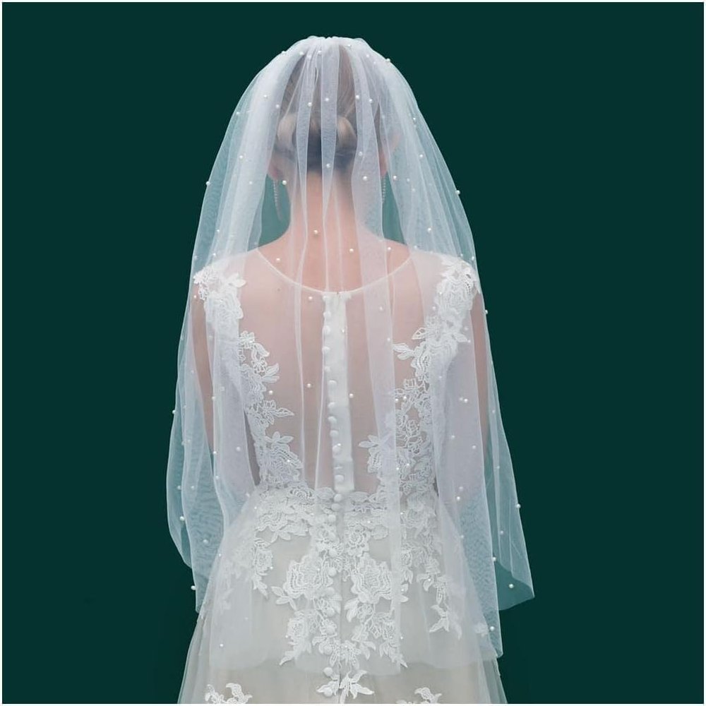 Bridal Veil Bridal Veil Pearl Veils with Hair Comb Head Veil Multi-Size Shoulder Veil 1 Tier Long Bridal Tulle Veil Elegant Bridal Tulle Breathable