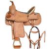 Western Saddle Set, Leather, with Headstall and Breast Collar, Tan Color, Available Size from 14 to 18 Inch Seat (18" Inch Seat) view 1