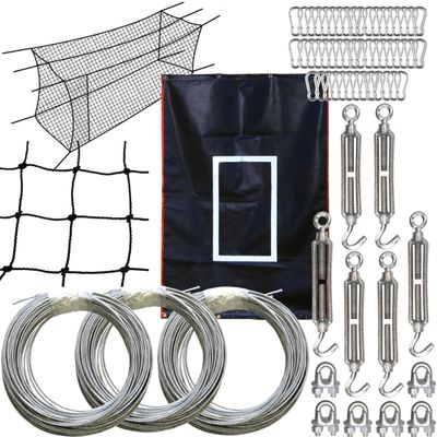 Cimarron Sports #24 Backyard Baseball Softball Batting Cage Tunnel w/4' Easy Entry Door - DIY Cable Frame Kit - 4'x6' Heavy-Duty Vinyl Backstop Net Saver Training Aid with Pitcher Target (70'x12'x12')