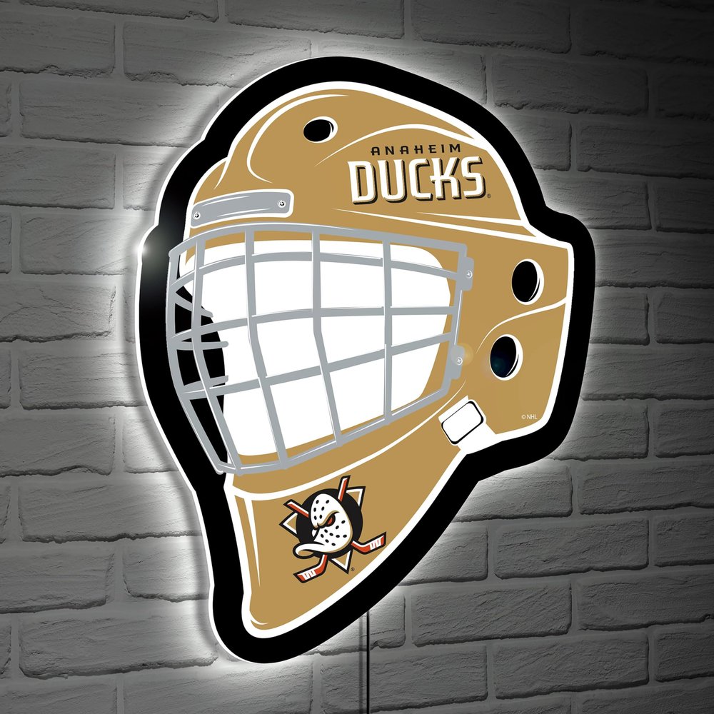 Team Sports America Evergreen NHL Anaheim Ducks Ultra-Thin LED Light Wall Sign Dcor | Full Size Replica Helmet | - 15.6 x 19 Inches | Made in USA