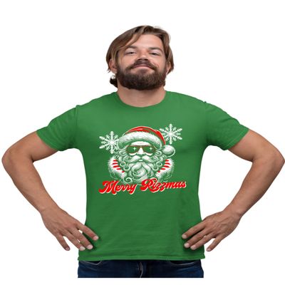 X-Large Kelly Green Mens Merry Rizzmas Funny Cool Santa Christmas T-Shirt