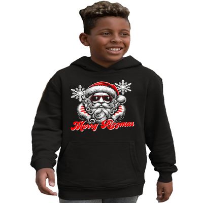 Go All Out X-Large Black Youth Merry Rizzmas Funny Cool Santa Christmas Sweatshirt Hoodie