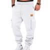 White Sweatpants Open Bottom Sweatpants for Men Comfy Warm Fleece Lined Cargo Pants Relaxed Fit Tapered Work Pants with Pockets Baggy Sweatpants Men Thermal Hiking Pants Straight Leg Sweatpants view 1