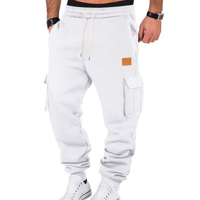 White Sweatpants Sweatpants for Men Open Bottom Casual Cozy Fleece Lined Cargo Pants Relaxed Fit Tapered Work Pants with Pockets Baggy Sweatpants Men Thermal Hiking Pants Wide Leg Sweatpants