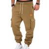 Brown Sweatpants Mens Sweatpants Open Bottom Casual Cozy Fleece Lined Cargo Pants Relaxed Fit Tapered Work Pants with Pockets Baggy Sweatpants Men Thermal Hiking Pants Wide Leg Sweatpants view 1