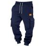 Navy Sweatpants Open Bottom Sweatpants for Men Casual Cozy Fleece Lined Cargo Pants Relaxed Fit Tapered Work Pants with Pockets Baggy Sweatpants Men Thermal Hiking Pants Straight Leg Sweatpants view 2