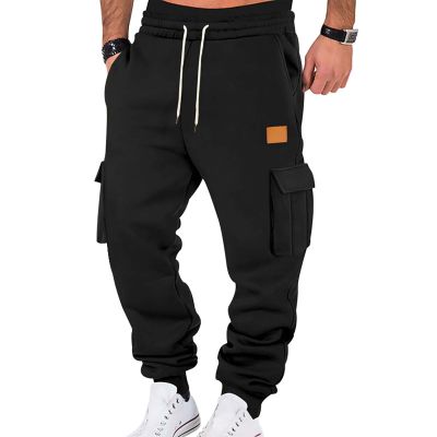 Black Sweatpants Open Bottom Sweatpants for Men Casual Cozy Fleece Lined Cargo Pants Loose Fit Winter Work Tapered Pants with Pockets Heavyweight Sweatpants Thermal Hiking Pants Wide Leg Sweatpants