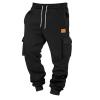 Black Sweatpants Open Bottom Sweatpants for Men Casual Cozy Fleece Lined Cargo Pants Loose Fit Winter Work Tapered Pants with Pockets Heavyweight Sweatpants Thermal Hiking Pants Wide Leg Sweatpants view 2
